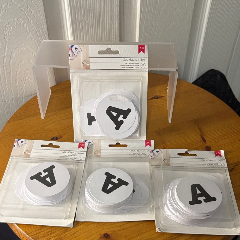 American Crafts Black on White Banner Letters (4) NWT
